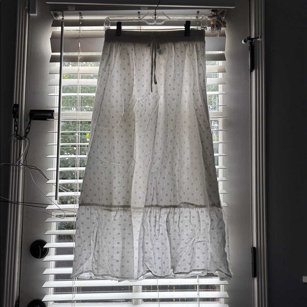 White Maxi Skirt with Subtle Polka Dot Pattern